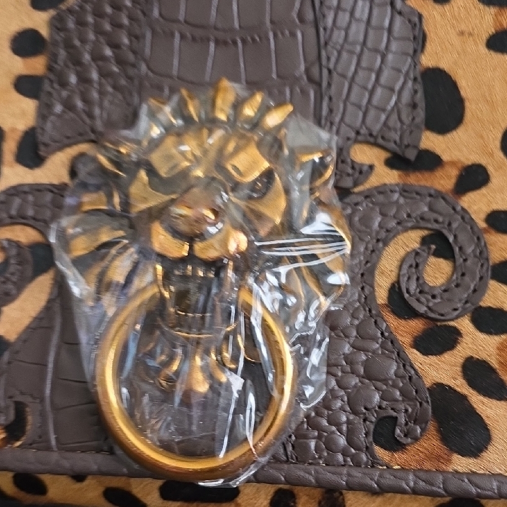 Sharif Leopard Print Crossbody Bag with Gold and Brown Accents - Picture 3 of 16